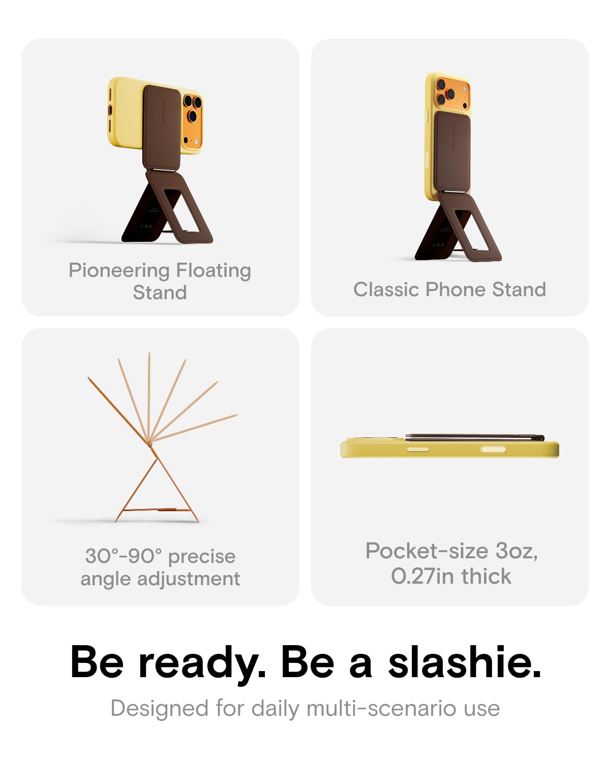 MOFT Phone Tripod Stand Selfie Stick for iPhone, Multi-Angles iPhone Stand, Lightweight & Portable Phone Holder, Strong Magnets, MOVAS Vegan Leather