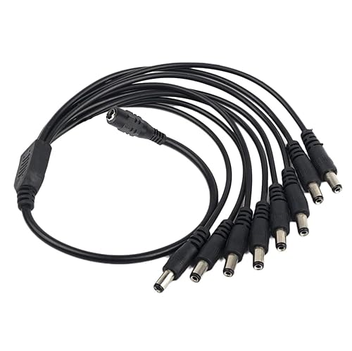 Eagles 1 Female to 8 Male Output Power Splitter Cable Y Adapter 5.5x2.1mm CCTV DC Power Splitter Cable Compatible with CCTV Accessories Security