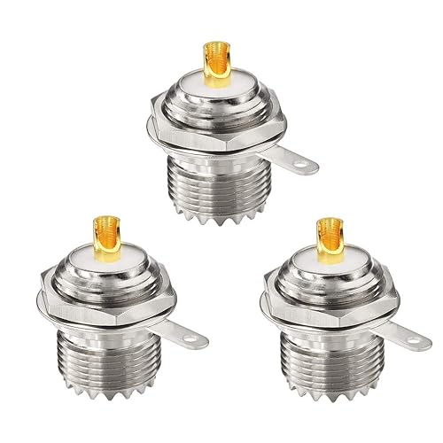 wlaniot SO239 Bulkhead Connector UHF Female Nut Bulkhead Handle Deck Clip Solder Cup Panel Mount Straight Connector 3pcs