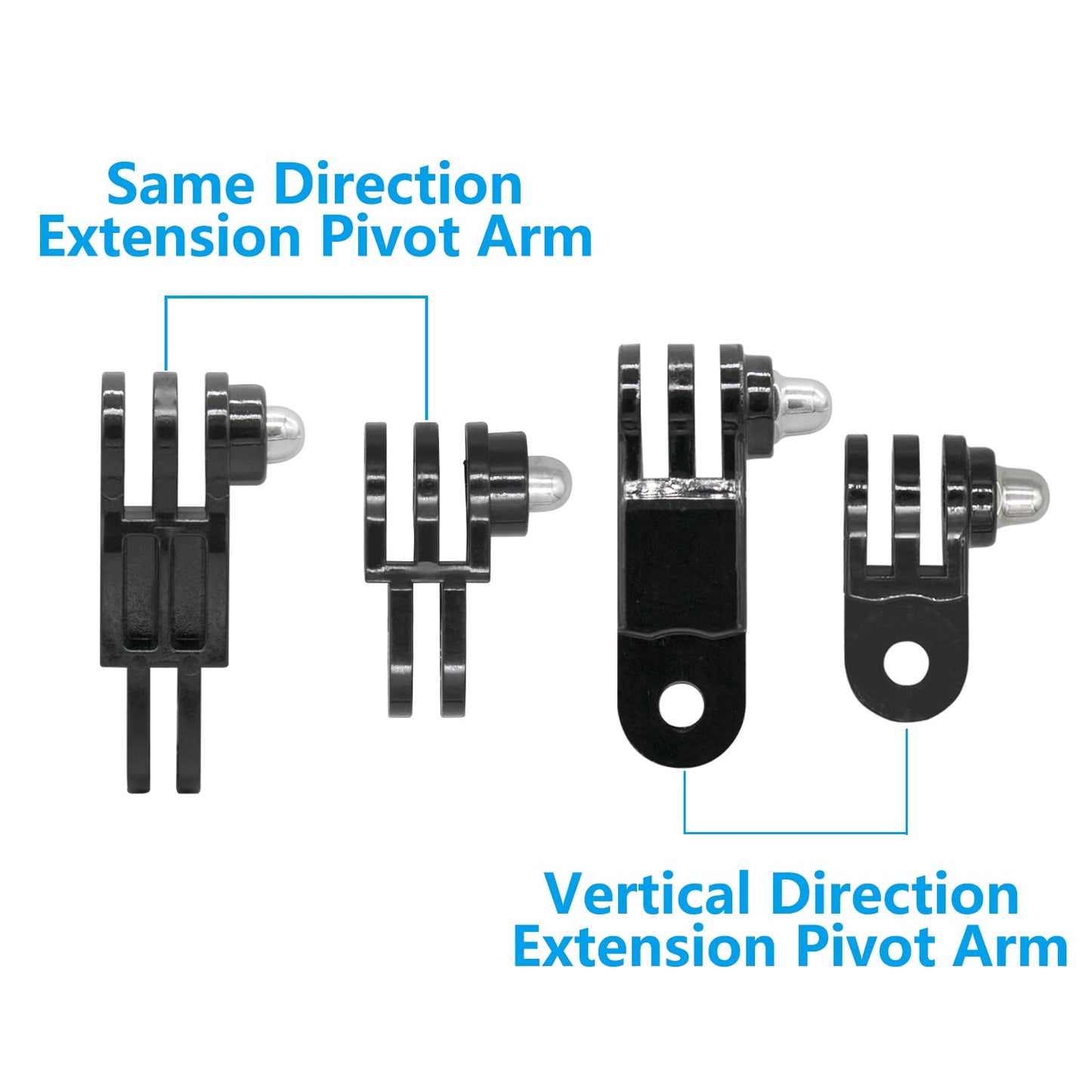 3-Way Adjustable Extension Pivot Arm Straight Joints Adapter Mount Kit for GoPro Hero13, 12, 11, 10, 9, 8, 7, 6, 5, 4, 3+, 3, Same Direction