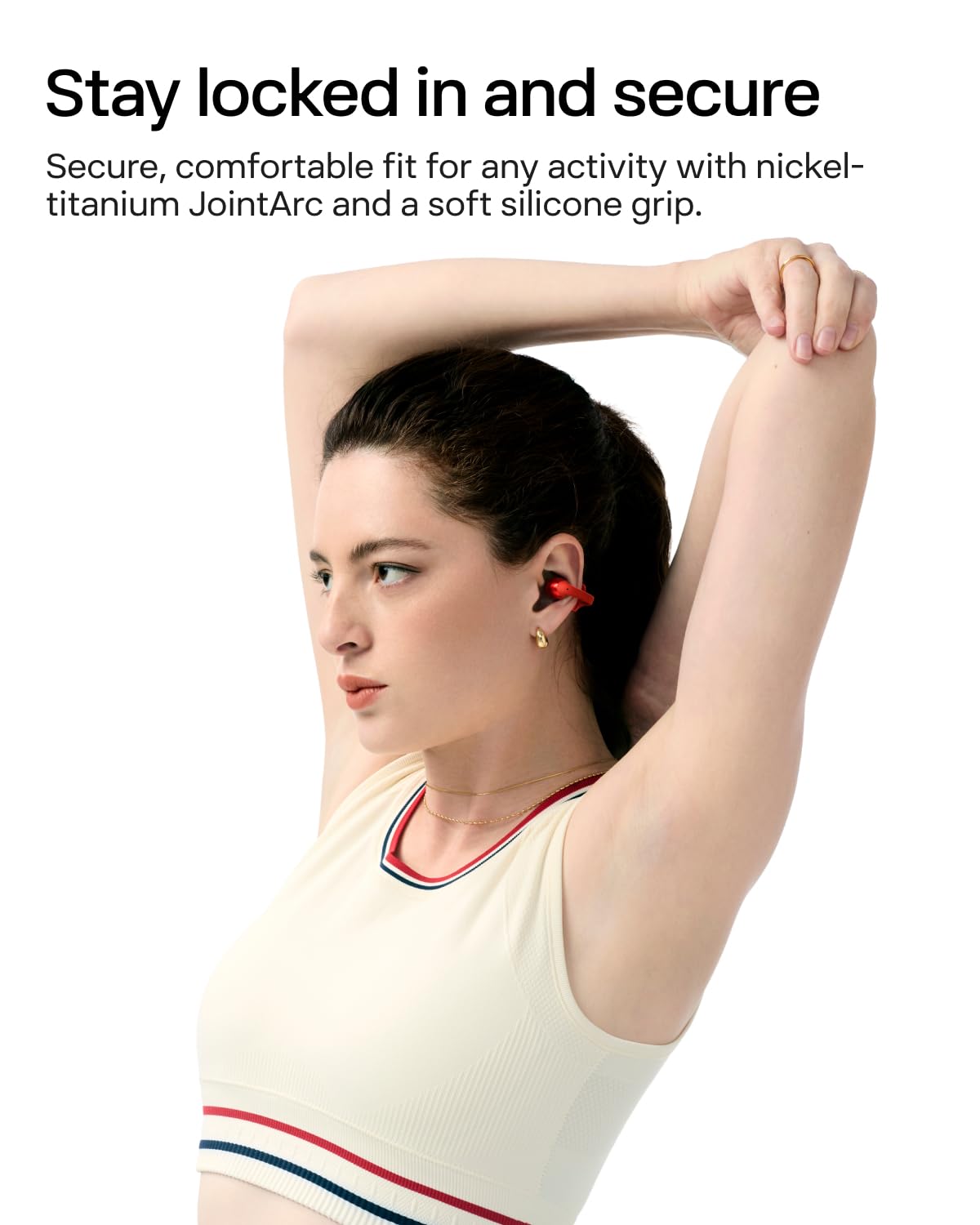 SHOKZ OpenDots ONE Open-Ear Clip-On Bluetooth Earbuds, Red, Dolby Audio