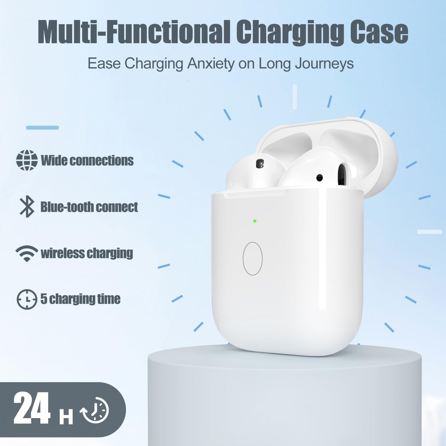 Wireless Charging Case Only for AirPods 1st 2nd gen ? Charger Case Compatible with AirPods 1/2 Gen Replacement Charger Cases, Support Bluetooth