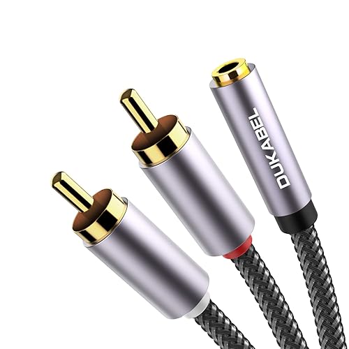 DUKABEL 3.5mm Female to 2 RCA Stereo Adapter, 3.5mm Stereo Audio Jack to 2 RCA Male Plugs to Headphone 3.5 Y Adapter Cable for Smartphones, MP3