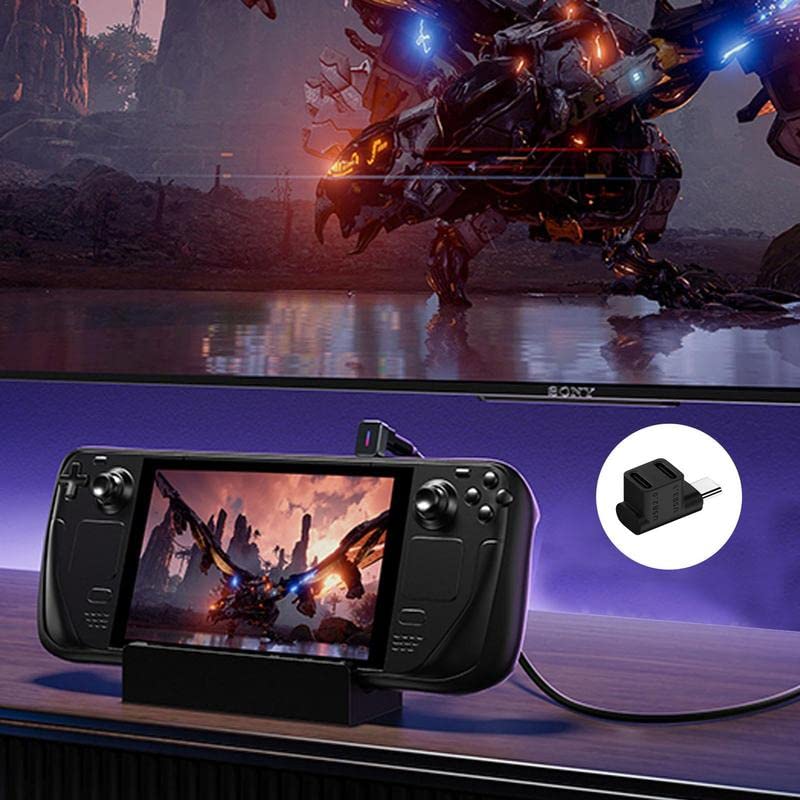 10Gbps USB C Connector Adapter 2 in 1 USB C Right Angle Adapter PD 100W Data Transfe Fast Charging Adapter for Steam Deck Laptop Tablet More…