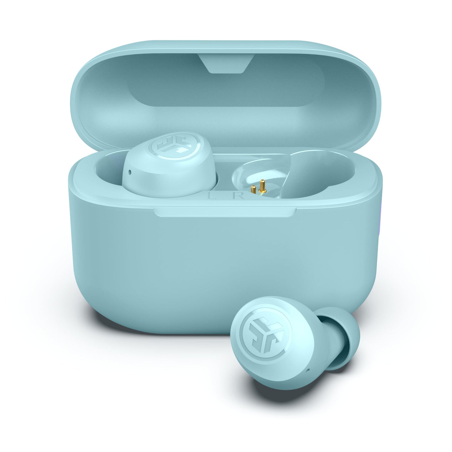 JLab Go Air Pop+, True Wireless Earbuds, Bluetooth Earbuds with Microphone, Dual Connect, EQ3 Sound, Light Blue