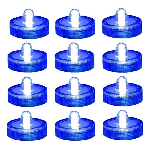 Zhiweikm Halloween Pumpkin Lights Decoration,Flameless Led Candles,Diveable Tea Light,Party Decorative Lights, Pack of 12, Blue