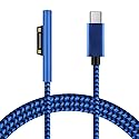 Sisyphy Nylon Braided Surface Connect to USB-C Charging Cable (6ft Blue), Requires 45W 15V/3A USB-C Charger PD Power Supply, Compatible with Microsoft