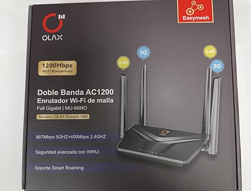 OLAX Scorpio X60 AC1200 Dual Band WiFi Router, 1200Mbps Wireless Mesh Router with MU-MIMO, Full Gigabit, WPA3 Security, Parental Control, Smart