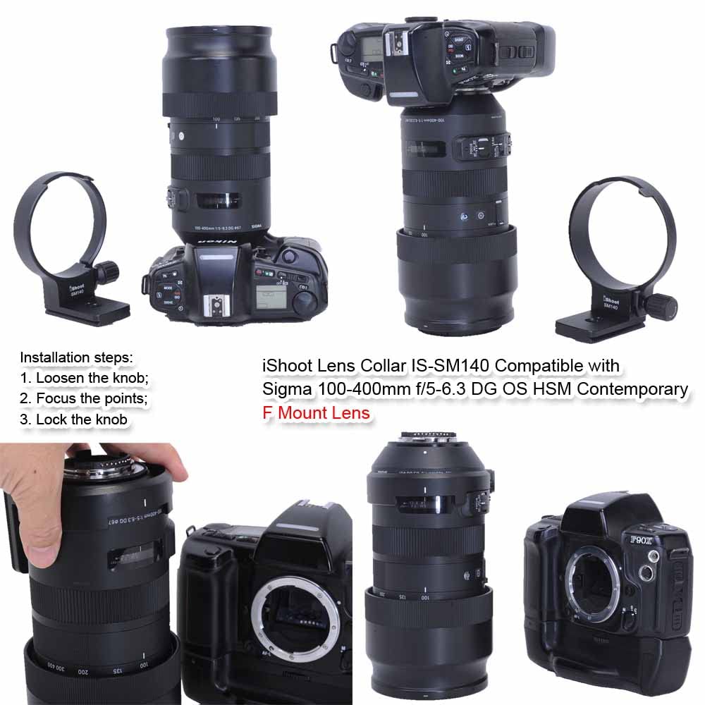 Lens Collar Tripod Mount Ring Compatible with Sigma 100-400mm f/5-6.3 DG OS HSM Contemporary (EF & F Mount Lens), Bottom is ARCA Fit Quick Release