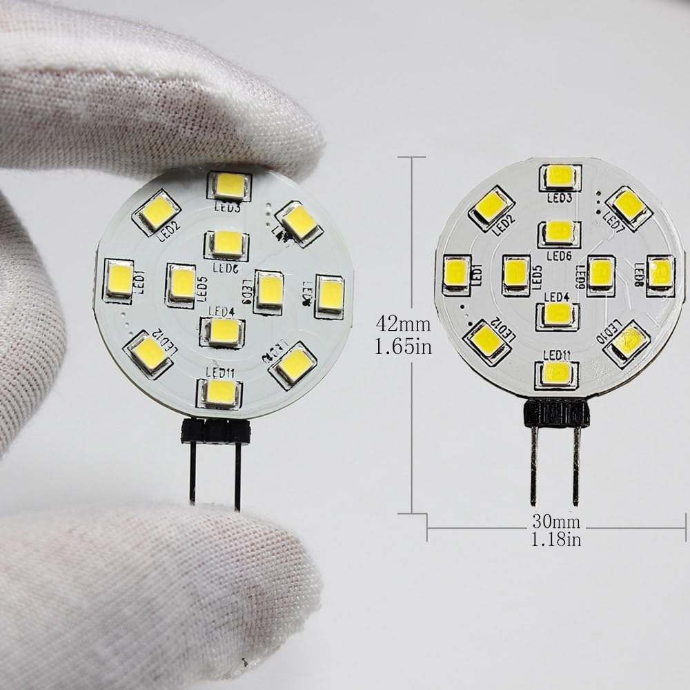 songcan G4 LED Bulb 2W (20W Halogen Equivalent) - 12V-24V AC/DC 250LM, Bi-Pin JC, Flicker-Free Anti-EMI, 6 Pack (Warm White)