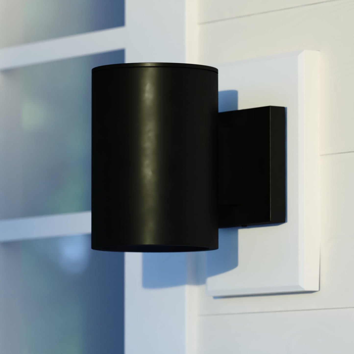 VAXCEL Chiasso Modern Outdoor Porch Light, 5" W x 7.25" H Black Cylinder Wall Sconce, Waterproof Dark Sky Wall Light for Porch, Patio, Deck, or Front