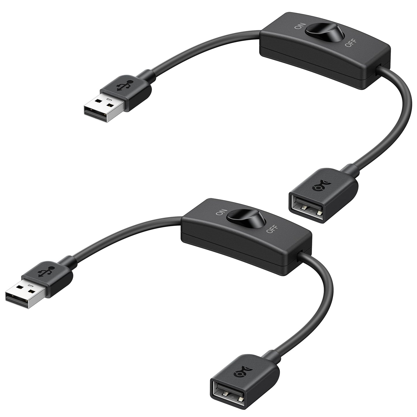 Cable Matters 2-Pack USB On Off Switch - 1ft, Support Data and Power, Short USBA Extension Cable with ON Off, USB Power Switch