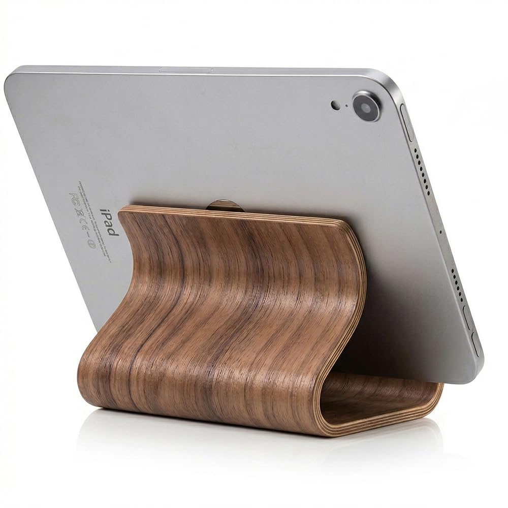 Vnicstick Bamboo Cell Phone Stand Wooden Tablet Stand for Desktop, Wood Holder for iPhone iPad Tablets and All Phones