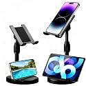 ZYEUNAGNB Adjustable Height Phone and Tablet Stand, Dual Device Holder with 360° Rotation, Sturdy Non-Sturdy Non-Slip Base with Card Slot