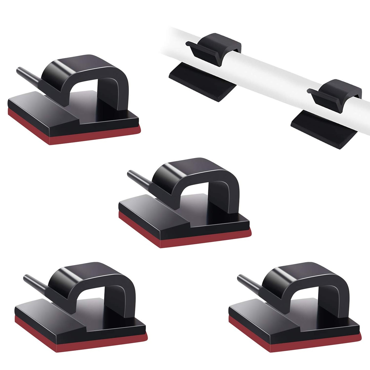 SOULWIT 50 Pcs Self Adhesive Cable Management Clips, Cable Organizers Sticky Wire Clips Cord Holder for TV PC Laptop Ethernet Cable Desktop Home