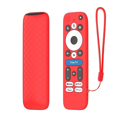 LEFXMOPHY Silicone Cover for onn Google TV 4K Pro Streaming Device (2024) Android TV Box Remote Protective Case - Red