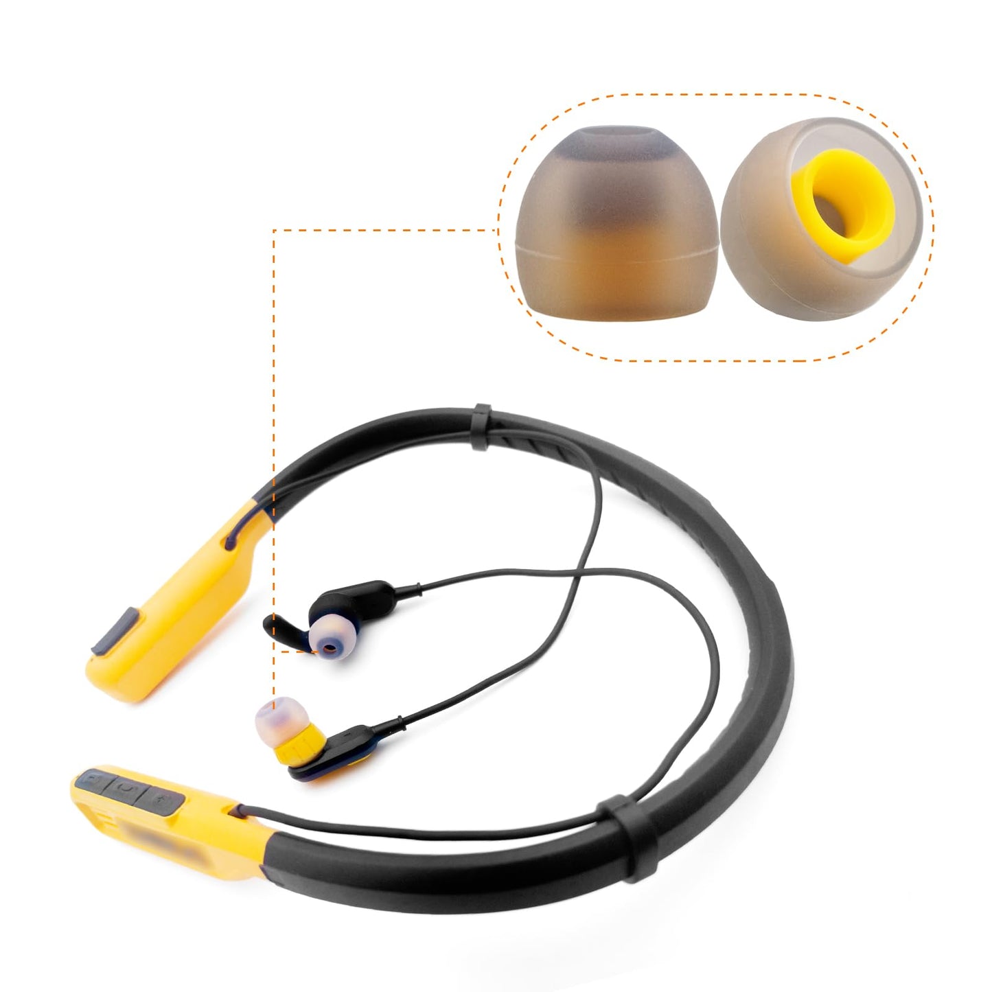 Klowcok Replacement Silicone Ear Tips for DEWALT Neckband Headphones, Not for DEWALT True Wireless Earbuds, Flexible Ear Cushions, 6 Pairs (S/M/L)