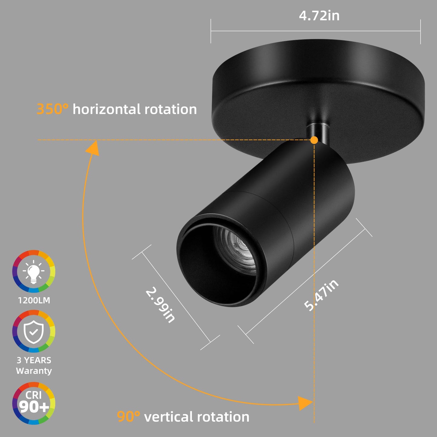 Ajbvp LED Ceiling Spotlight Directional Lighting Indoor Spotlights(Black)