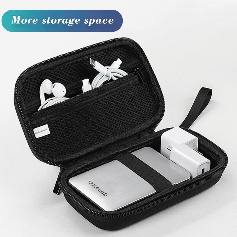 CAAORDKSO Hard Travel Electronic Organizer Case, Electronics Accessories Organizer Pouch Bag for External Hard Drive, Power Bank, Chargers, Cable