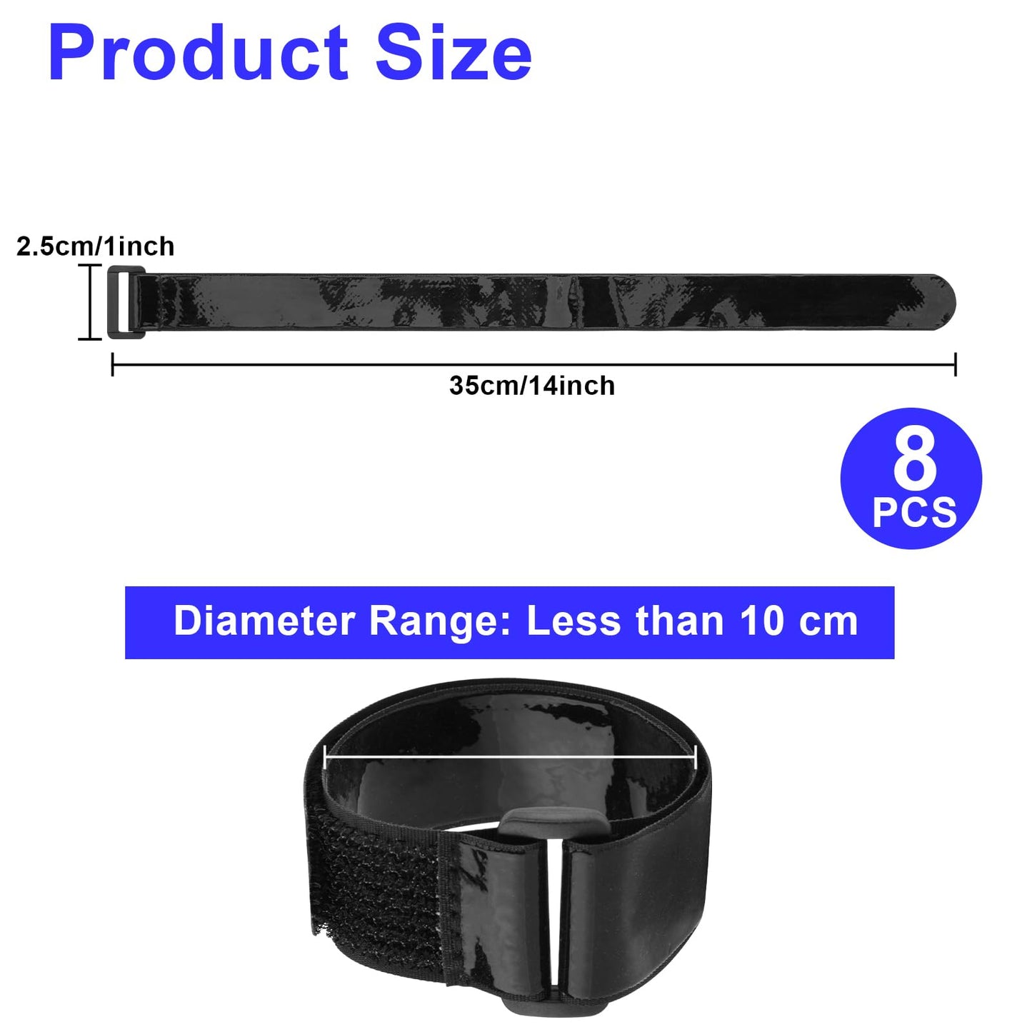 Cinch Straps with Anti-Slip Silicone Strips, 1 x 14" Hook & Loop Fastening Cable Strap Heavy Duty Multipurpose Straps for Extension Cord Cable Ropes