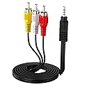 Eanetf 3.5mm to RCA Camcorder Handycam AV Audio Video Output Cable, 1/8" TRRS to 3 RCA Male Plug AUX Cable Cord for TV,Smartphones,MP3