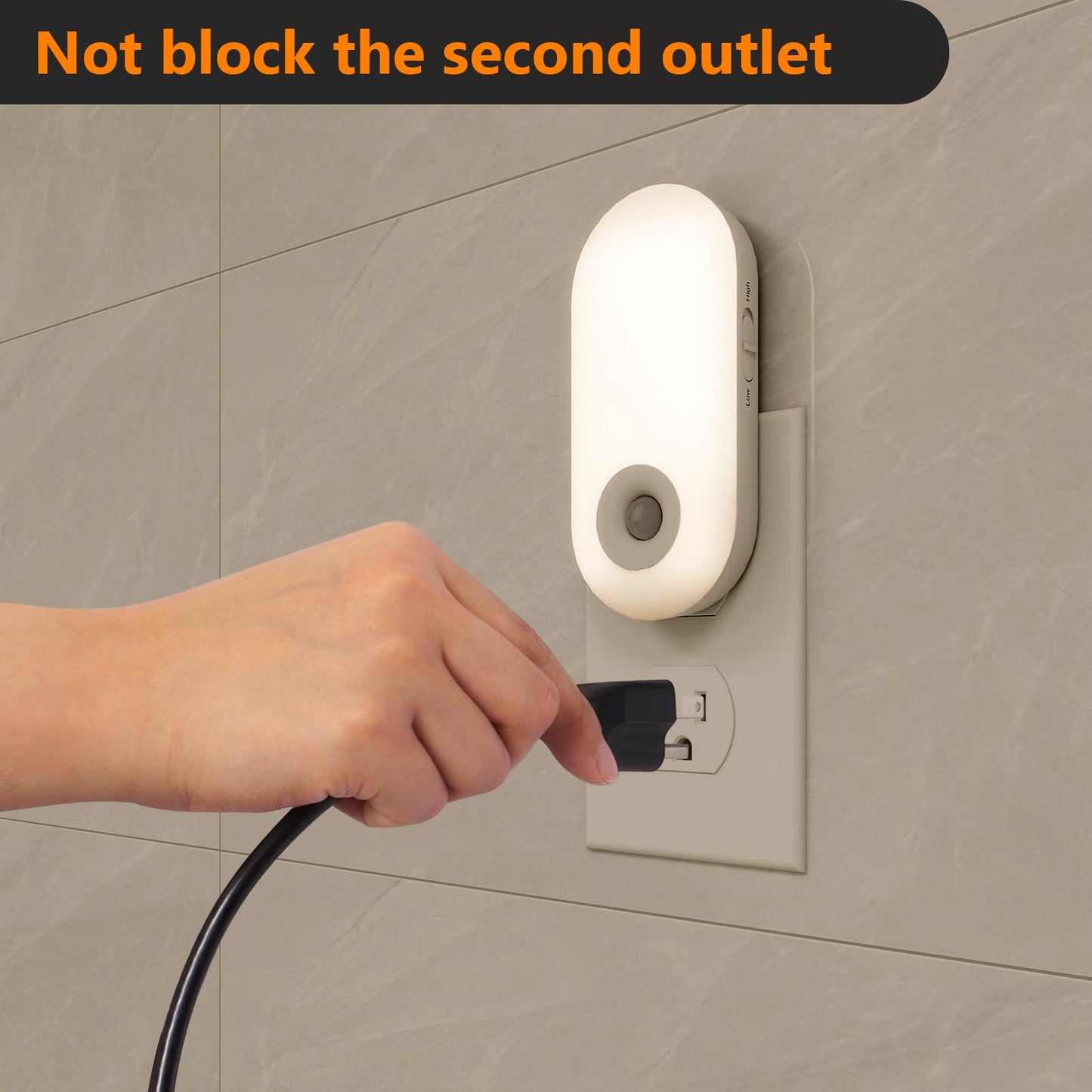 Dawnrise Night Lights Plug into wall, Motion Sensor Night Light Plug in Indoor, 38 LED Dimmable 100LM or 10LM and 2 Color Temperature Lights