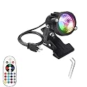 WeFoonLo 1pcs Outdoor 6W RGB LED Clip on Light Water Resistant Adjustable Desk Stand Spotlight Lamp Signboard Blackboard Lighting with Plug and Remote
