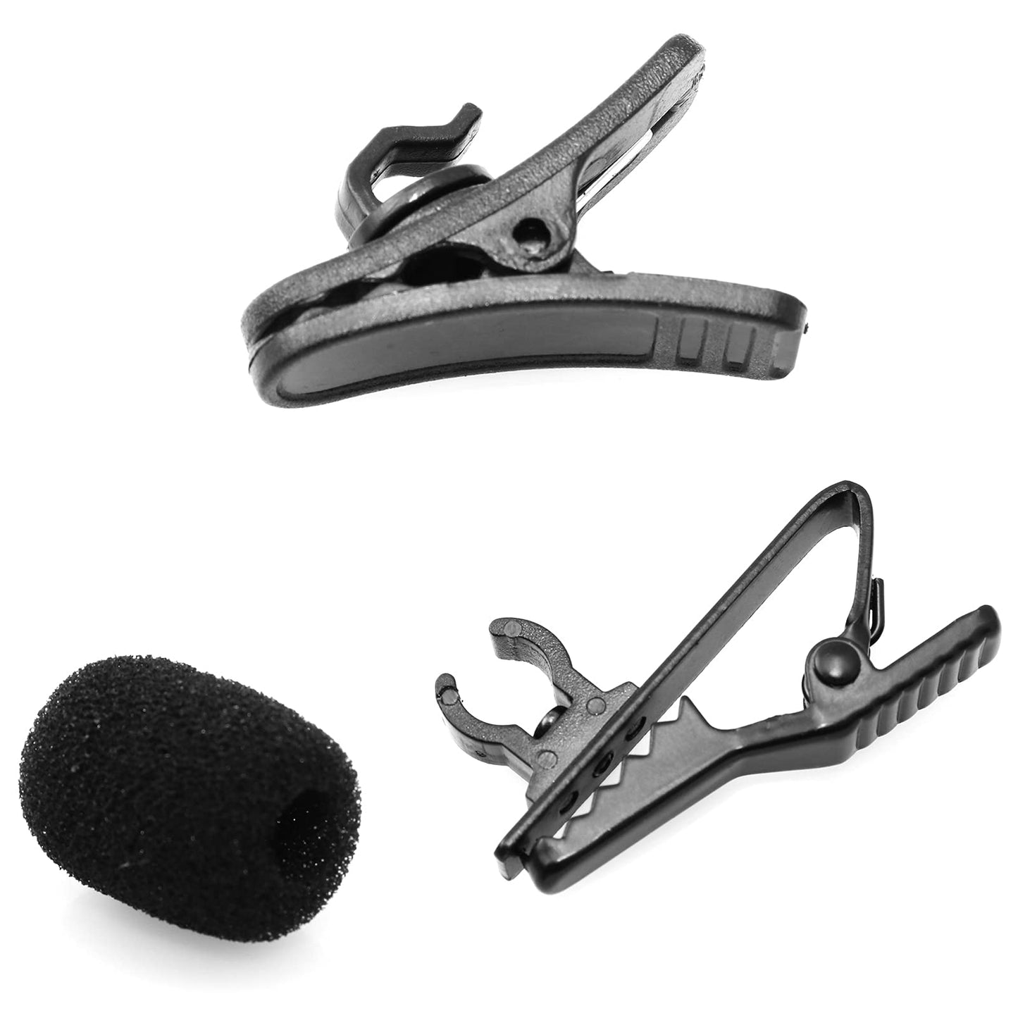 Lind Kitchen 6 Sets Lavalier Microphone Metal Tie Clips+ 22x15x6mm Lapel Mic Windscreen Foam Covers + Lav Mic Plastic Wire Clips, Black