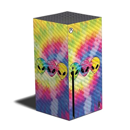 MightySkins Carbon Fiber Skin Compatible with Xbox Series X - Groovy Aliens | Protective, Durable Textured Carbon Fiber Finish | Easy to Apply