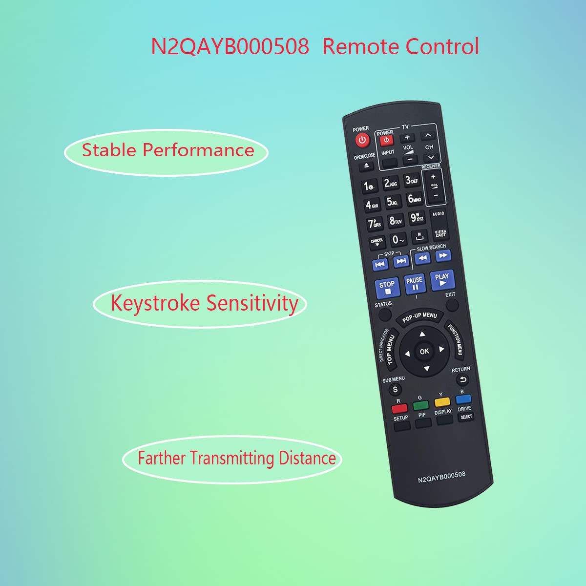 GHUST N2QAYB000508 IR6 Remote Control Replacement for Panasonic Blu-ray Disc DVD Player DMP-BD55 DMP-BD55K DMP-BD60 DMP-BD601 DMP-BD601K DMP-BD605