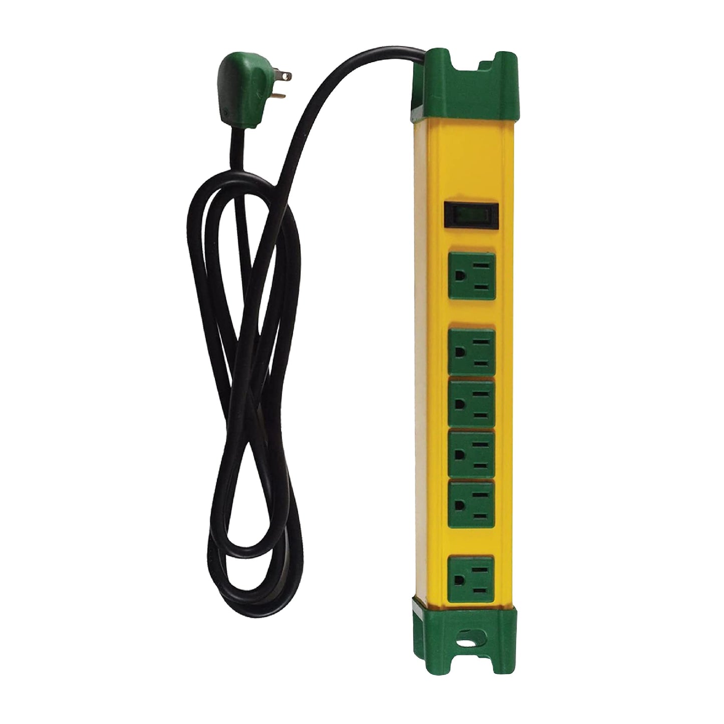 GoGreen Power (GG-26114) 6 Outlet Metal Surge Protector, 250 Joules, Yellow/Green, 6 ft Cord