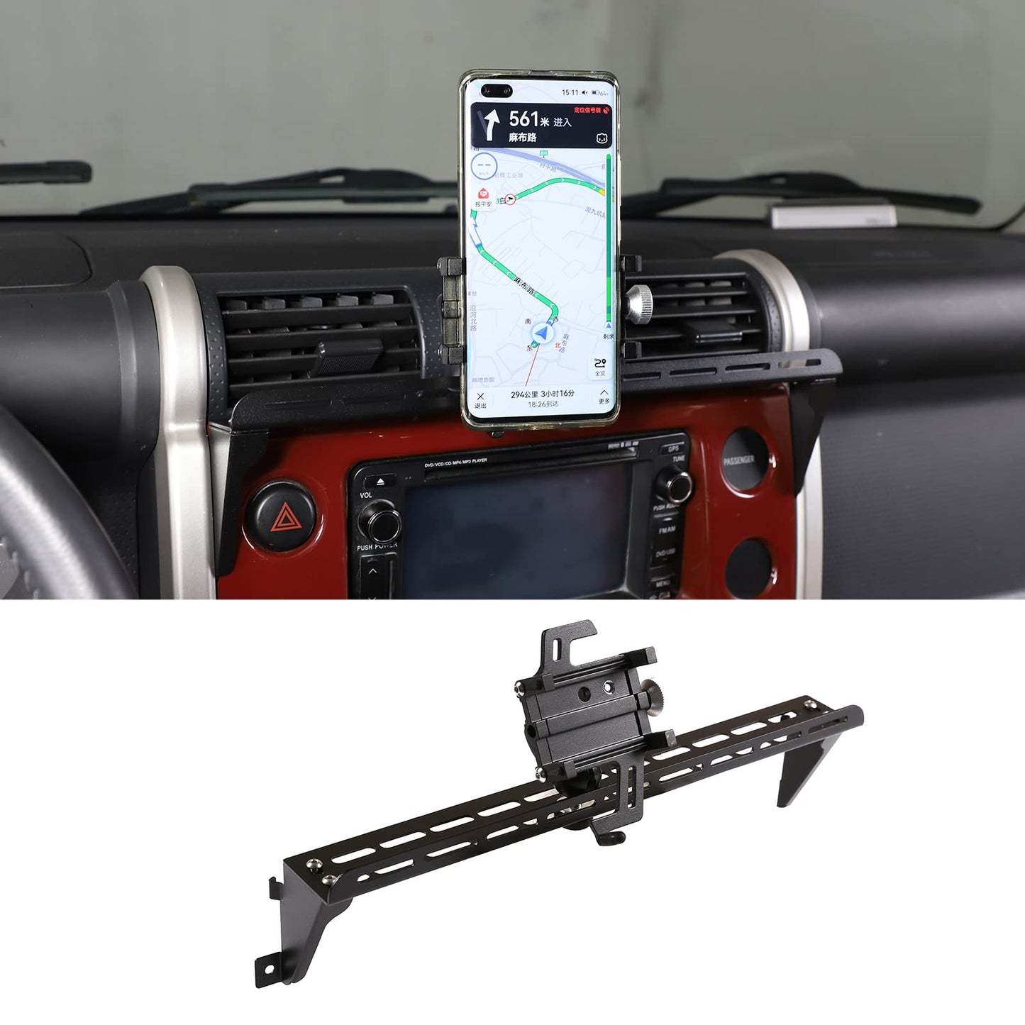 LLKUANG Car Instrument Panel Track Mobile Phone Holder Trim for Toyota FJ Cruiser 2007-2021 Central Control Air Vent Multifunctional Mobile Phone