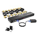 MT-VIKI KVM Switch 8 Port, 8X1 Rackmount KVM Switch VGA, Included 8 2-in-1 KVM Cables & Wire-Desktop Selector & Power Adapter, Fit 1U 19'' Rack