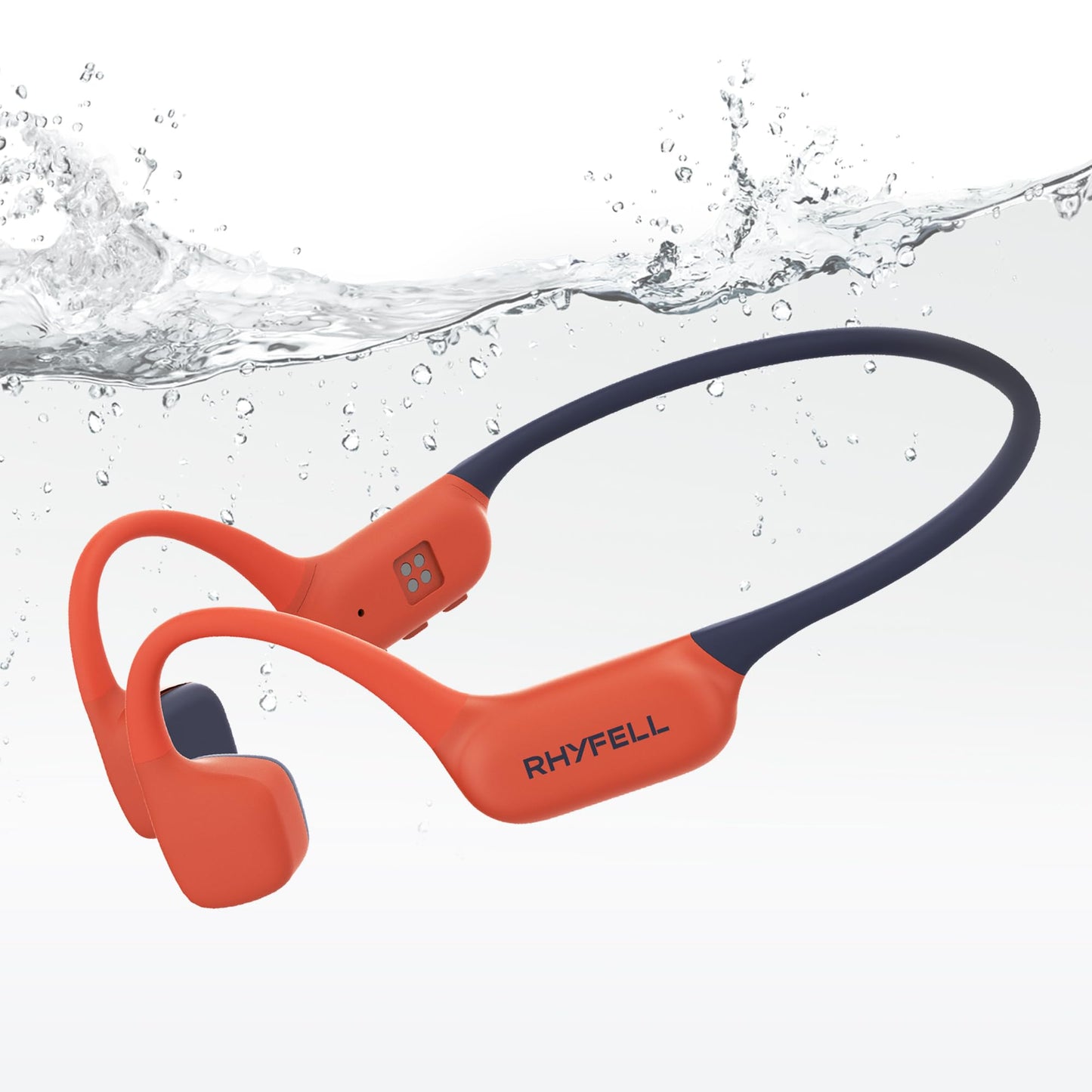 Rhyfell Swimming Headphones, IP68 Waterproof Bone Conduction Headphones, MP3 Mode 32GB Memory, 10H Playtime, Bluetooth 6.0, Open Ear Underwater