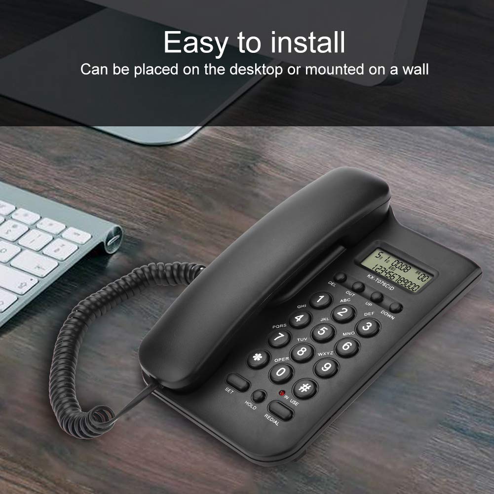 Eboxer Corded Landline Telephone with Caller ID, Analog Calls Display & Digital Screen, Corded Telephone Landline for Home Office, Black