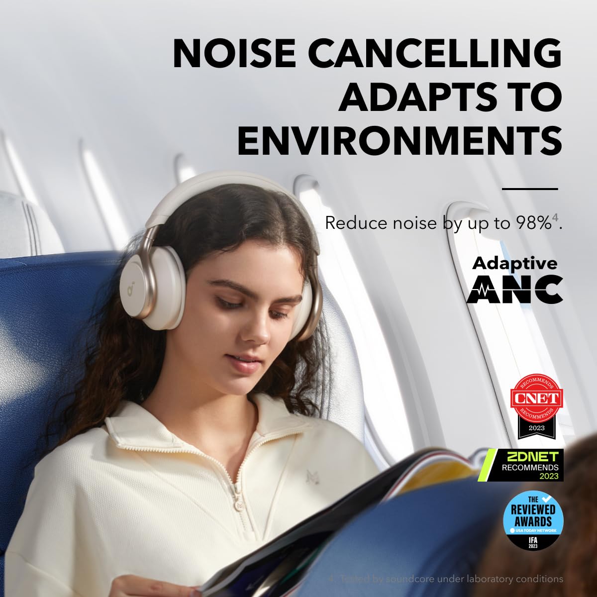 Soundcore by Anker, Space One, Active Noise Cancelling Headphones, 2X Stronger Voice Reduction, 40H ANC Playtime, App Control, LDAC Hi-Res Wireless…