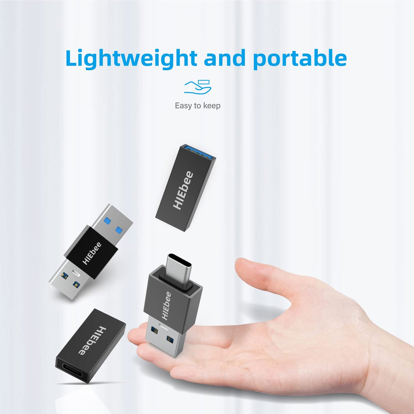 HIEbee 4 in 1 USB 3.0 Adapter Pack - A to A Male, A to C Male, A to C Female, A to A Female - Compatible with Laptop, Hard Drive