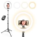 UBeesize 12” Selfie Ring Light with 62” Extendable Tripod Stand & Remote, LED Circle Light with Phone Holder for Video Recording/Makeup/Content