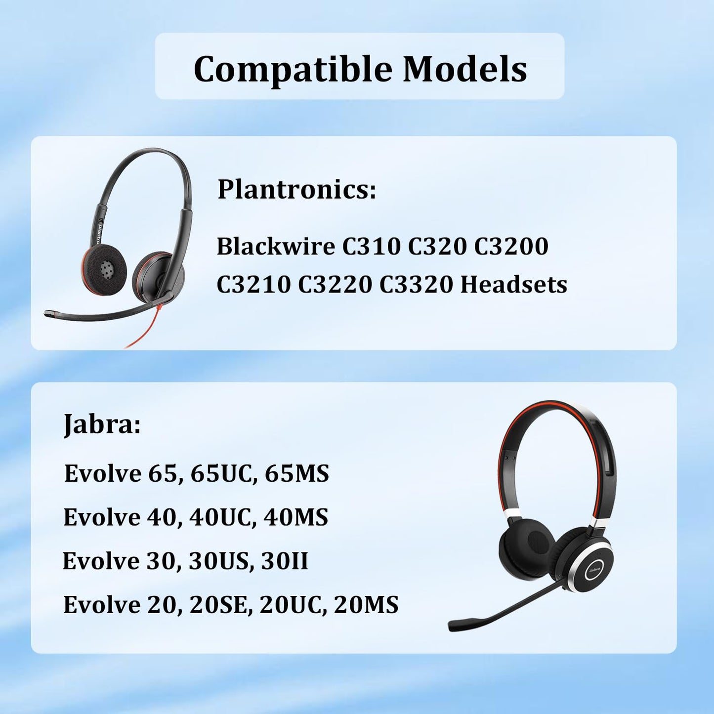 Ear Pads for Plantronics Headset Replacement Ear Cushions Compatible with Plantronics Blackwire C310 C320 C3200 C3210 C3220 C3320 Jabra Evolve 65 40