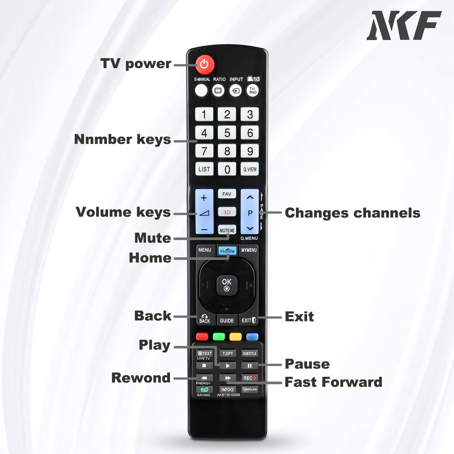 AKB73615309 Universal Remote Control for L-G TV Remote Replacement - Effortless Control for Various L-G TV Models 32LD550 42LM7600 52LD550 55LD650