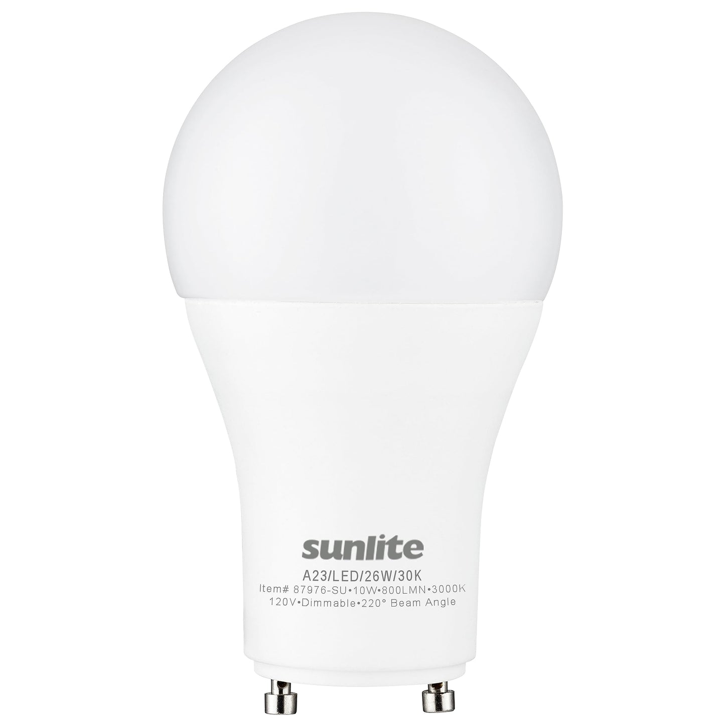Sunlite A19 GU24 Dimmable Light Bulb, 9 Watts (60WEquivalent) 800 Lumens, 2 Prong LED Twist and Lock Base, 90 CRI, ETL Rated for Enclosed Fixtures