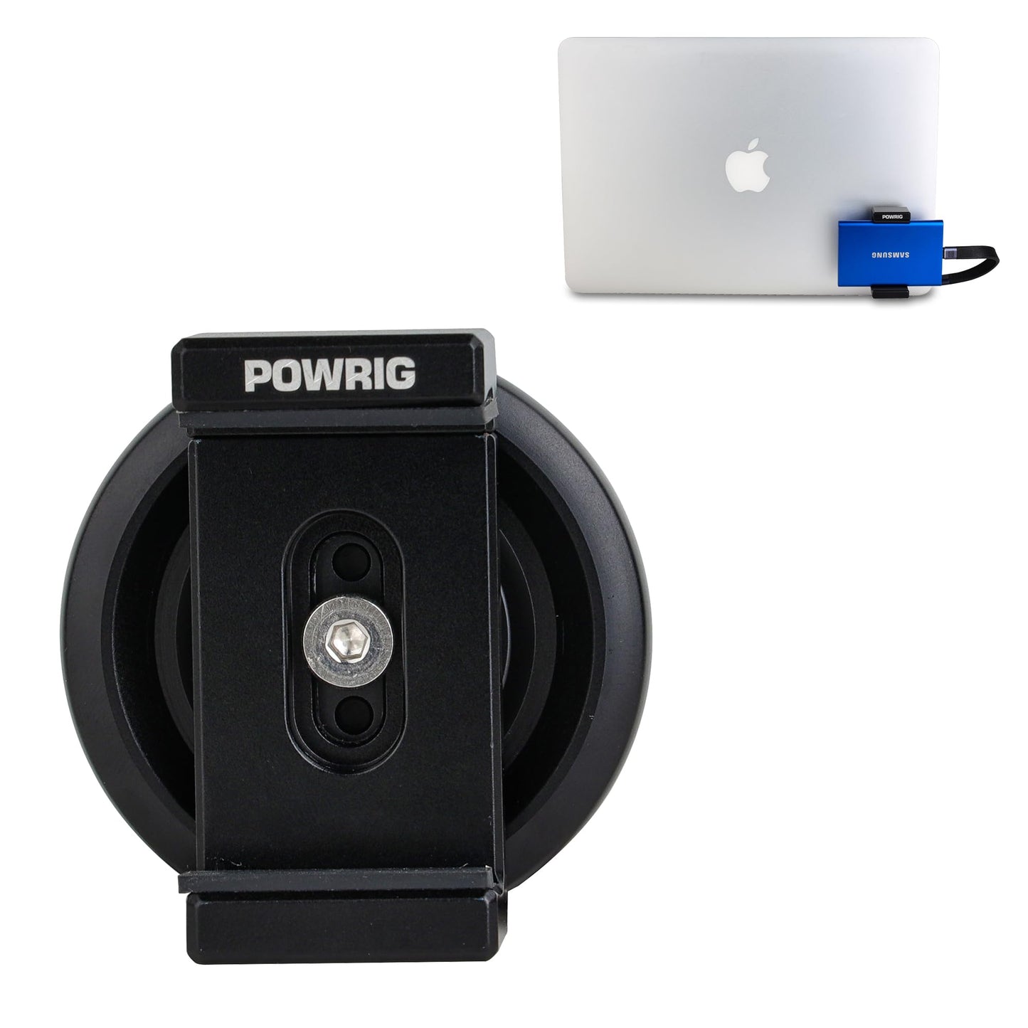 POWRIG Magnetic SSD External Drive Holder Clamp for Samsung T5/T7/T9, and More - Universal Quick-Release Mount for iPad, Laptop, Desktop, Xbox, PS5