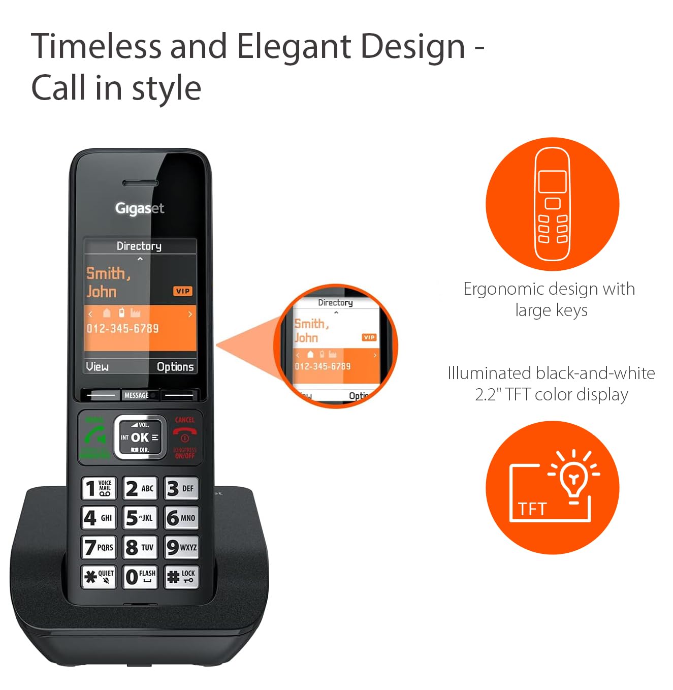 Gigaset Comfort 552 Duo - 2 Cordless Phones - Made in Germany - Elegant Design - Hands-Free Mode - Comfort Call Protection - Phone Book for 200