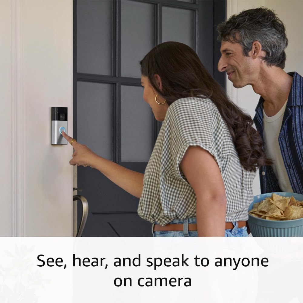 Like-New Ring Battery Doorbell (newest model), Home or business security with Head-to-Toe video, Live View with Two-Way Talk, and Motion Detection