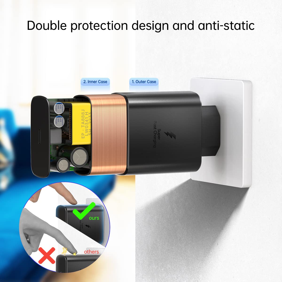 45W European Super Fast Charger Europe Travel Plug Adapter for Samsung Galaxy S26 S25 S24 S23 S22 Ultra Plus MacBook iPad Pro EU Power USB Type C Wall