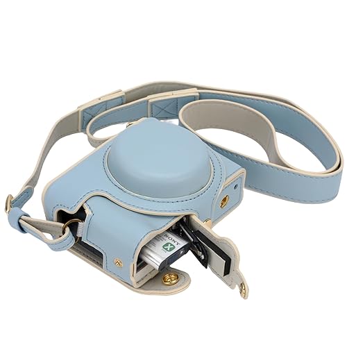 ZV1 Camera Case - Vintage PU Leather Camera Case for Sony ZV1 ZV-1 DSLR Camera Protective Leather Camera Case Bag with Camera Shoulder Strap (blue)