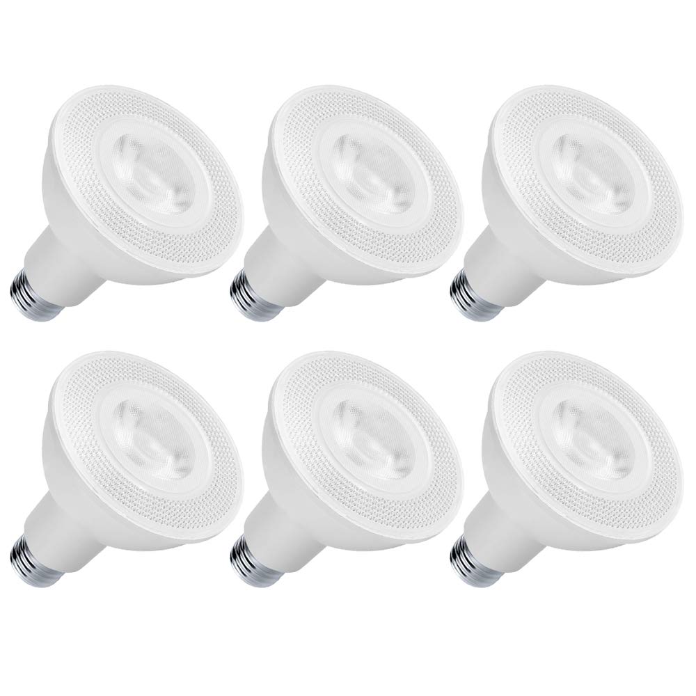 LumStory PAR30 LED Long Neck Flood Light 5000K Daylight White Dimmable 12W(75W Halogen Equivalent) E26 40 Degree Spot Light Bulbs for Recessed Can