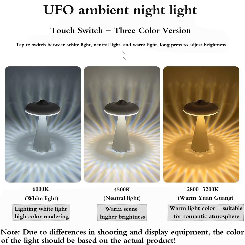 ANQIA UFO Led Night Light for Kids,Flicker-Free USB Rechargeable Light Bedside Desk Lamps with 3 Lighting Modes Birthday Halloween & Christmas Gifts
