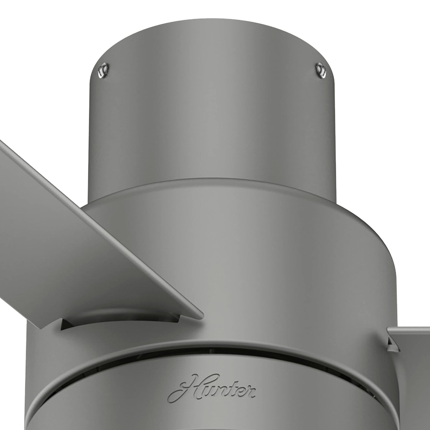 Hunter Fan 44 inch Low Profile Matte Silver Outdoor Ceiling Fan with LED Light Kit and Remote Control (Renewed)
