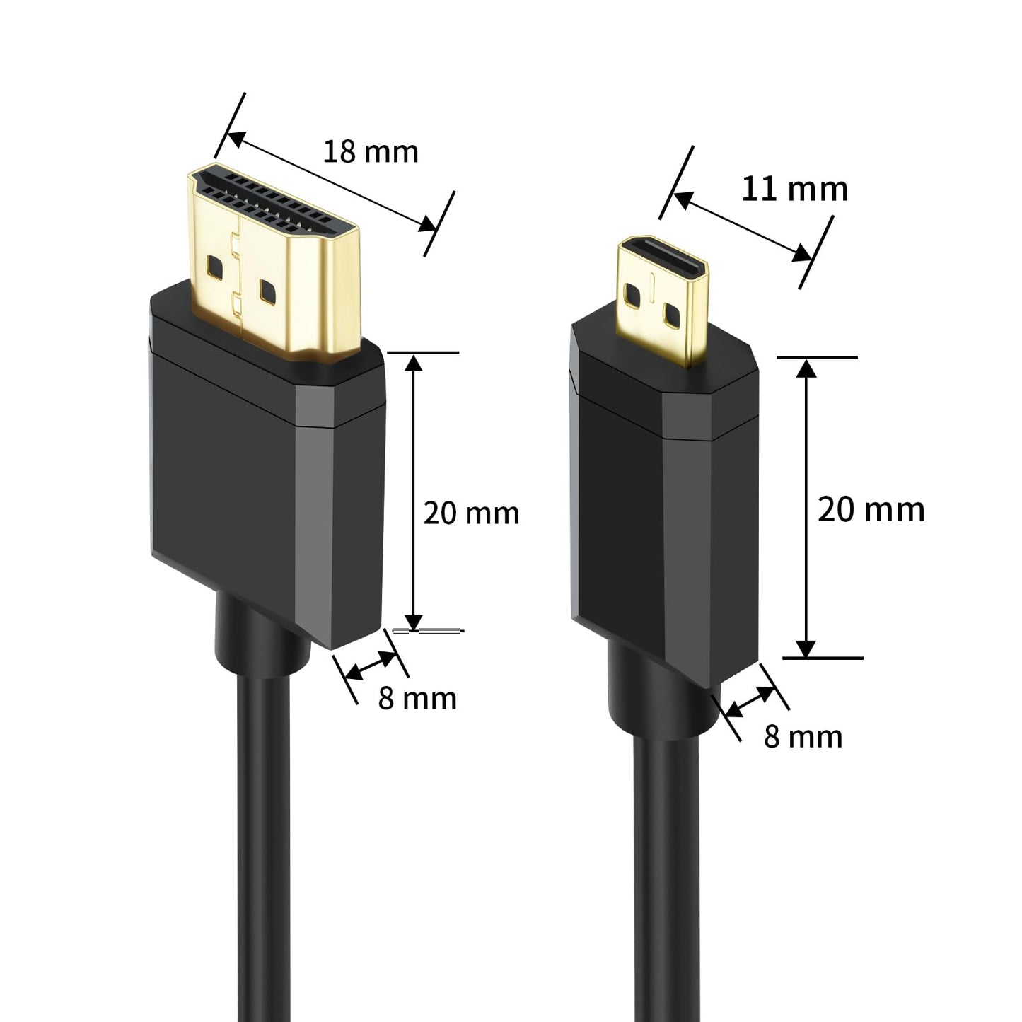 Micro HDMI to HDMI 2.1 8K Cable 3FT, Ultra High Speed 8K@60Hz 4K@120Hz 48Gbps HDMI Cord Compatible with Digital Cameras, Camcorders, Tablets (3)